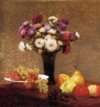 Ásteres y frutas sobre una mesa Henri Fantin Latour